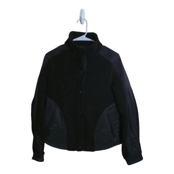 lululemon athletica Jackets & Blazers - Lululemon Jacket Women 2 Black Go Crazy Fleece Panel Athleisure Gorpcore
